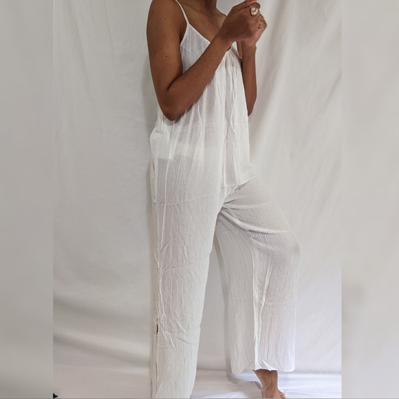 NWT Elan Gemma White Wide Leg Jumpsuit Cover Up - Picture 2 of 11